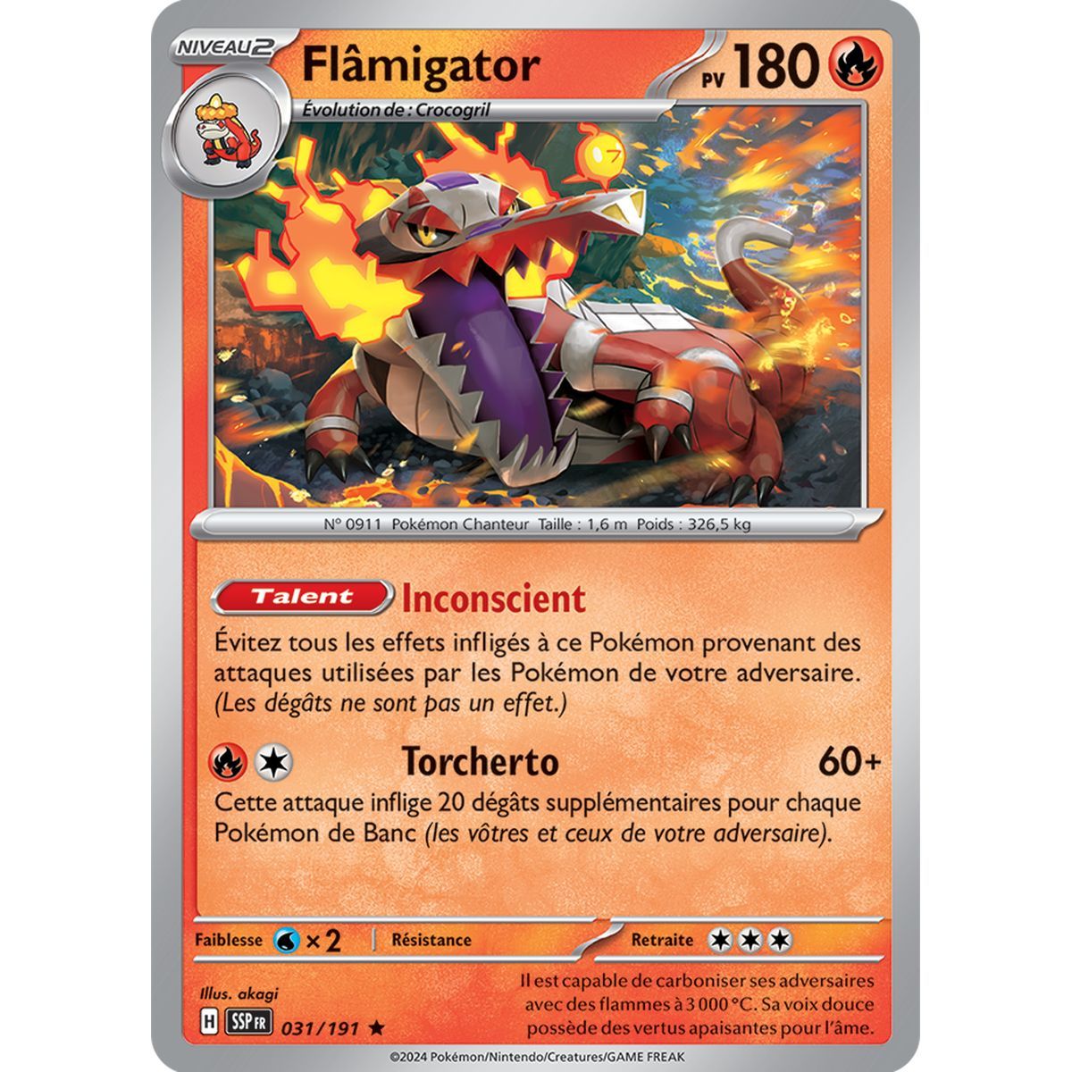 Flâmigator - Holo Rare 31/191 - Ecarlate et Violet Etincelle Déferlante