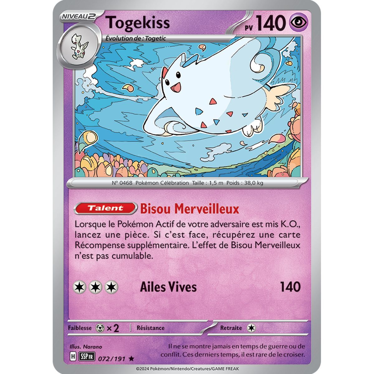 Togekiss - Holo Rare 72/191 - Ecarlate et Violet Etincelle Déferlante