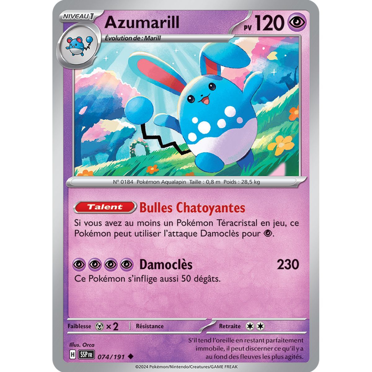 Azumarill - Reverse 74/191 - Ecarlate et Violet Etincelle Déferlante