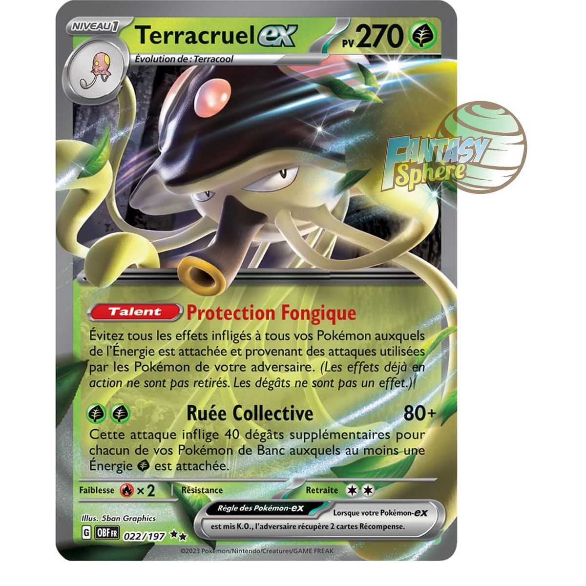 Item Terracruel EX - Double Rare 22/197 - Ecarlate et Violet Flammes Obsidiennes