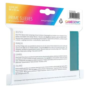 Gamegenic - 100 Prime Sleeves Bleu - 66x91 Standard (100)