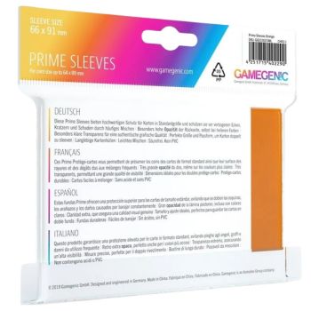 Gamegenic - 100 Prime Sleeves Orange - 66x91 Standard (100)