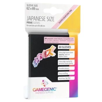 Gamegenic - Japanese Size - 60 Prime Sleeves Black - 62x89 Small (60)