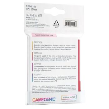 Gamegenic - Japanese Size - 60 Prime Sleeves Red - 62x89 Small (60)