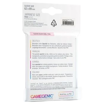 Gamegenic - Japanese Size - 60 Prime Sleeves White - 62x89 Small (60)