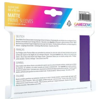 Gamegenic - Matte Prime Standard Sleeves - Violet - 66x91 (100)