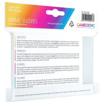 Gamegenic - Protèges Cartes - Standard Size - Prime Sleeves White