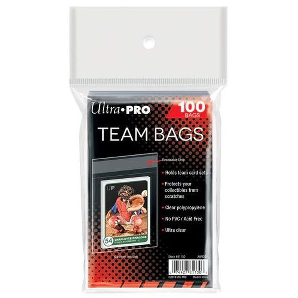 Ultra Pro - Team Bags - Resealable - Sleeves Refermables Top Loader (100)