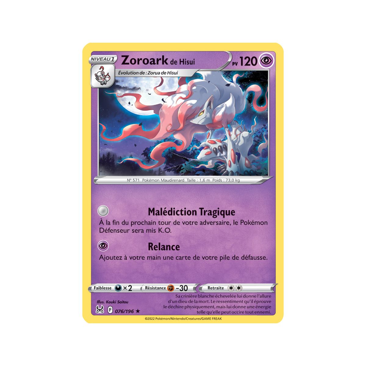 Zoroark de Hisui- Holo Rare 76/196_H - Epee et Bouclier 11 Origine Perdue